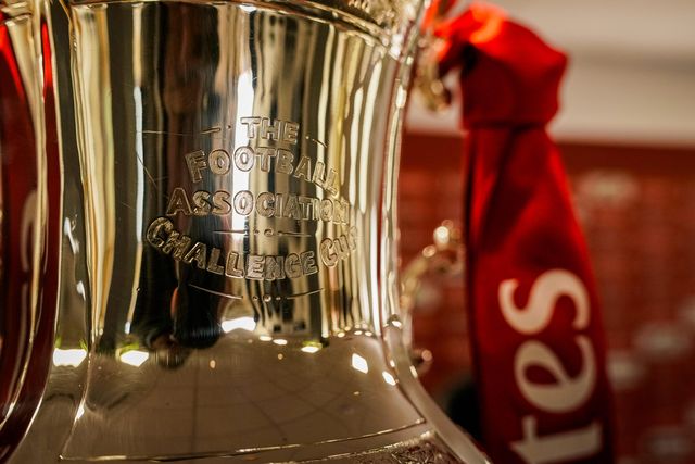The Football Association Challenge Cup trophy with its travelling base during the pre-match press conference for the FA Cup Fifth round match Mansfield v Arsenal to be played at One Call Stadium, Mansfield, United Kingdom on 07 March 2026

(Photo by Maynard Manyowa/News Images)