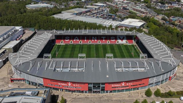 An aerial view of The BrewDog Stadium during the Betfred Women's Challenge Cup Quarter Final match St Helens vs Barrow Raiders at The BrewDog Stadium, St Helens, United Kingdom on 25 April 2026

(Photo by Mark Cosgrove/News Images)