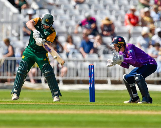 Liam PATTERSON-WHITE of Nottingham Outlaws batting during the Royal London One-day Cup match Nottinghamshire vs Essex at Trent Bridge, Nottingham, United Kingdom, 11th August 2024

(Photo by Mark Dunn/News Images)