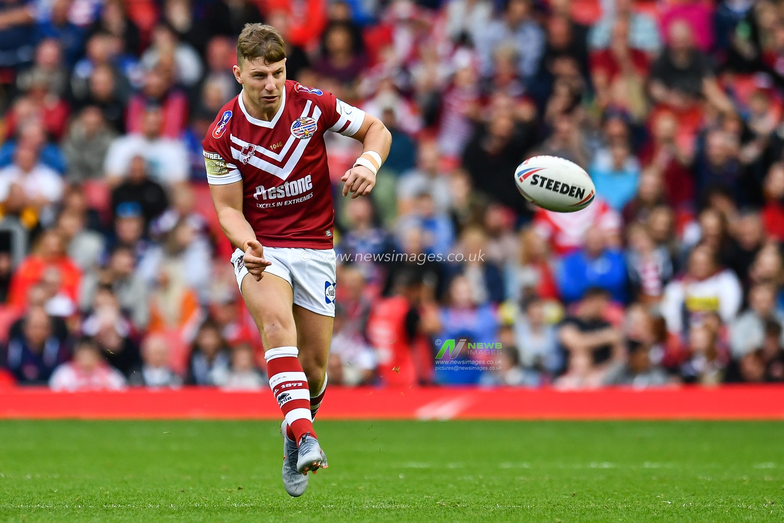 25th May 2019 , Anfield Stadium, Liverpool, England; Dacia Magic Weekend, Betfred Super League Round 16, Wigan Warriors vs Warrington Wolves ; George Williams (6) of Wigan Warriors 

Credit: Craig Thomas/News Images