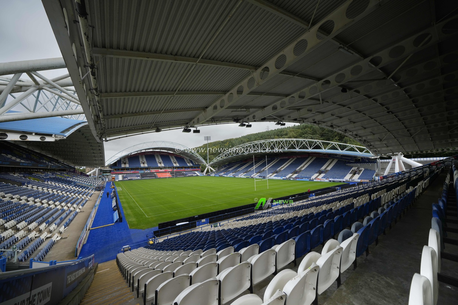 A general view of the John Smiths Stadium before the Betfred Super League Round 23 match Huddersfield Giants vs Leeds Rhinos at John Smith's Stadium, Huddersfield, United Kingdom, 27th August 2023

(Photo by Steve Flynn/News Images)