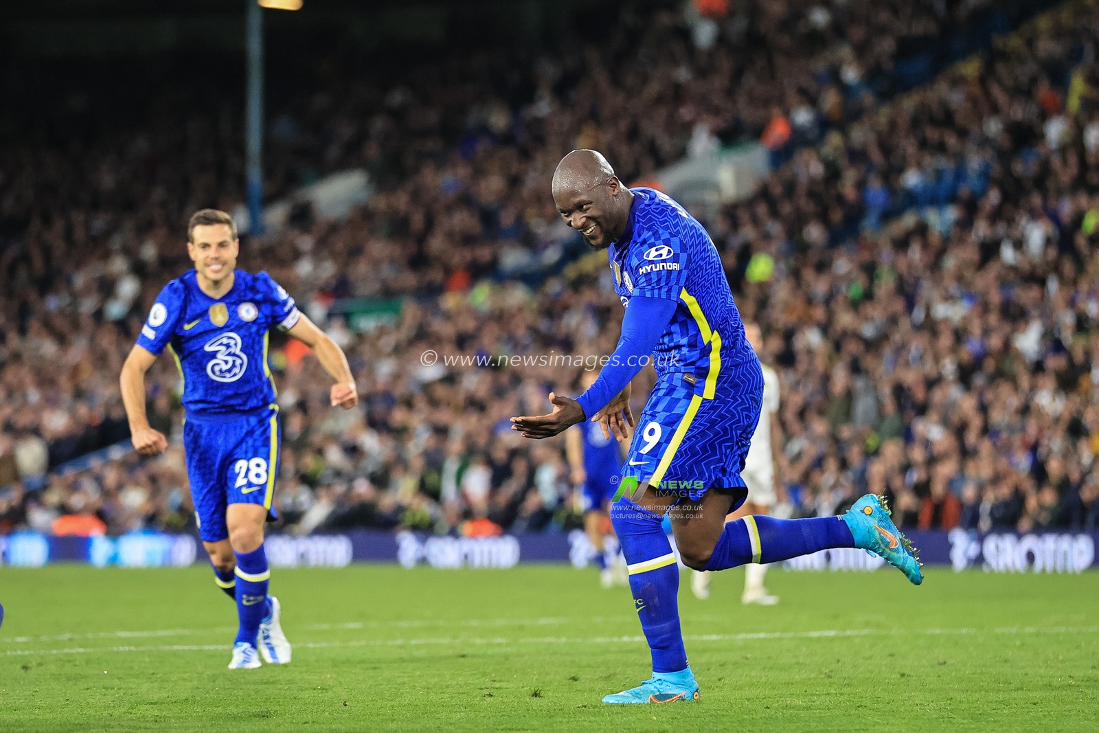Romelu Lukaku #9 of Chelsea celebrates his goal to make it 0-3