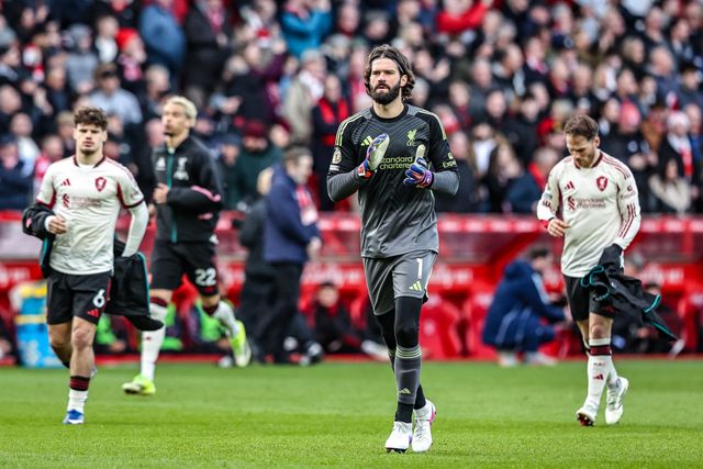 Liverpool goalkeeper Alisson Becker applauds the fans before the game during the Premier League match Nottingham Forest vs Liverpool at City Ground, Nottingham, United Kingdom on 22 February 2026

(Photo by Alfie Cosgrove/News Images)