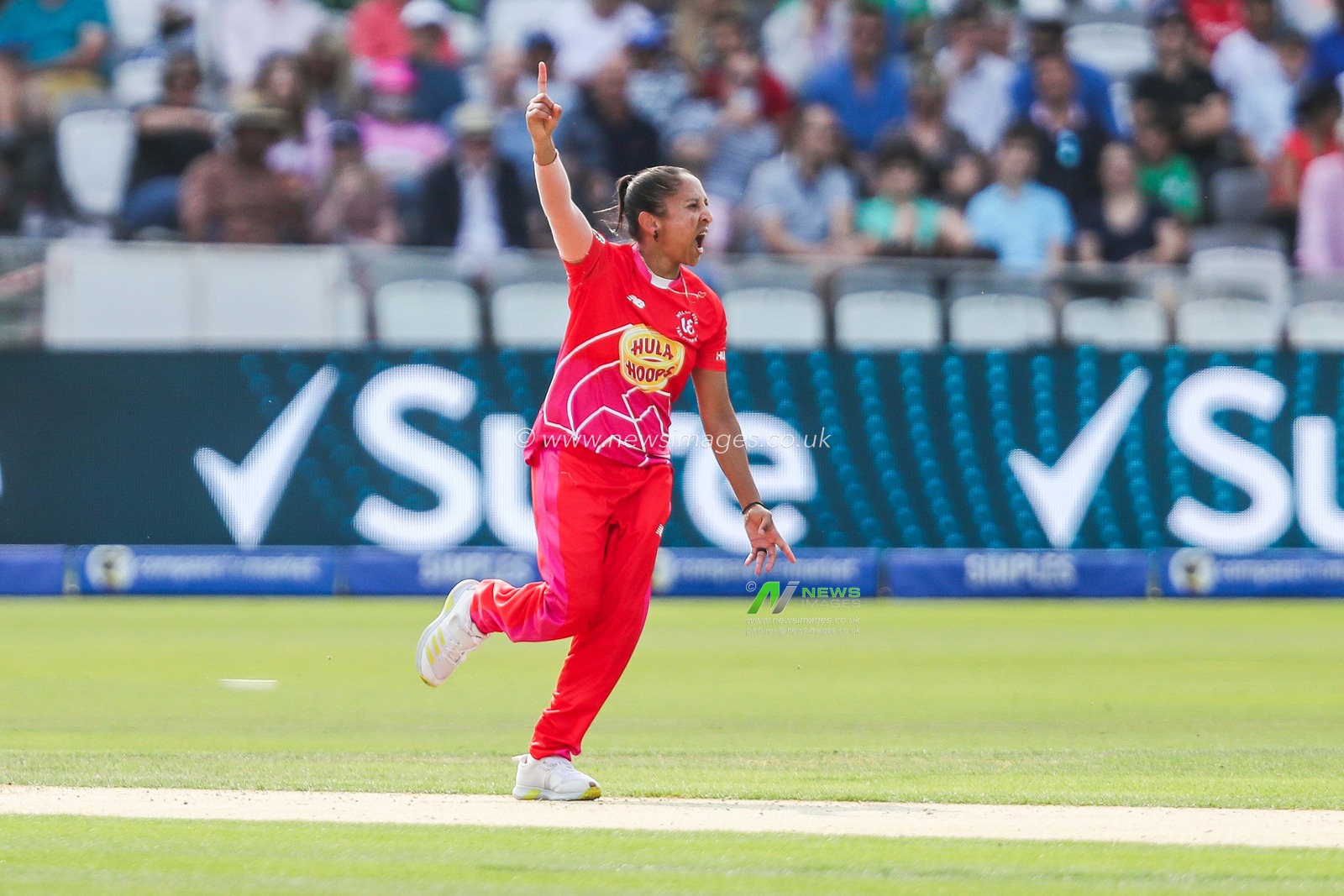 Shabnim Ismail of Welsh Fire celebrates after dismissing Danielle Gibson of London Spirit during the The Hundred Women's Final match Welsh Fire Women vs London Spirit Women at Lords, London, United Kingdom, 18th August 2024

(Photo by Izzy Poles/News Images)