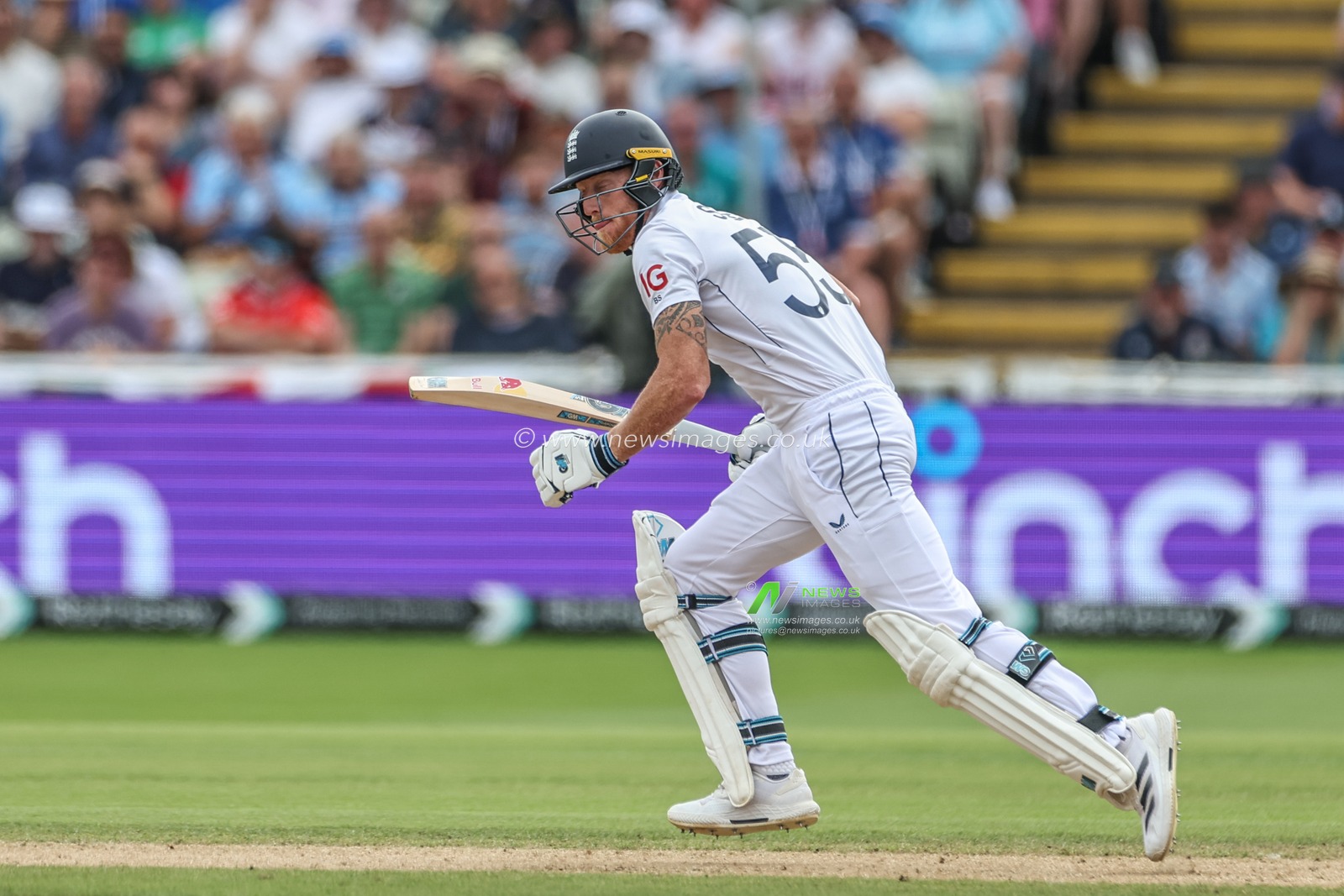 Ben Stokes of England makes one run during Day Two of the Rothesay Test match England vs West Indies at Edgbaston, Birmingham, United Kingdom, 27th July 2024

(Photo by Mark Cosgrove/News Images)
