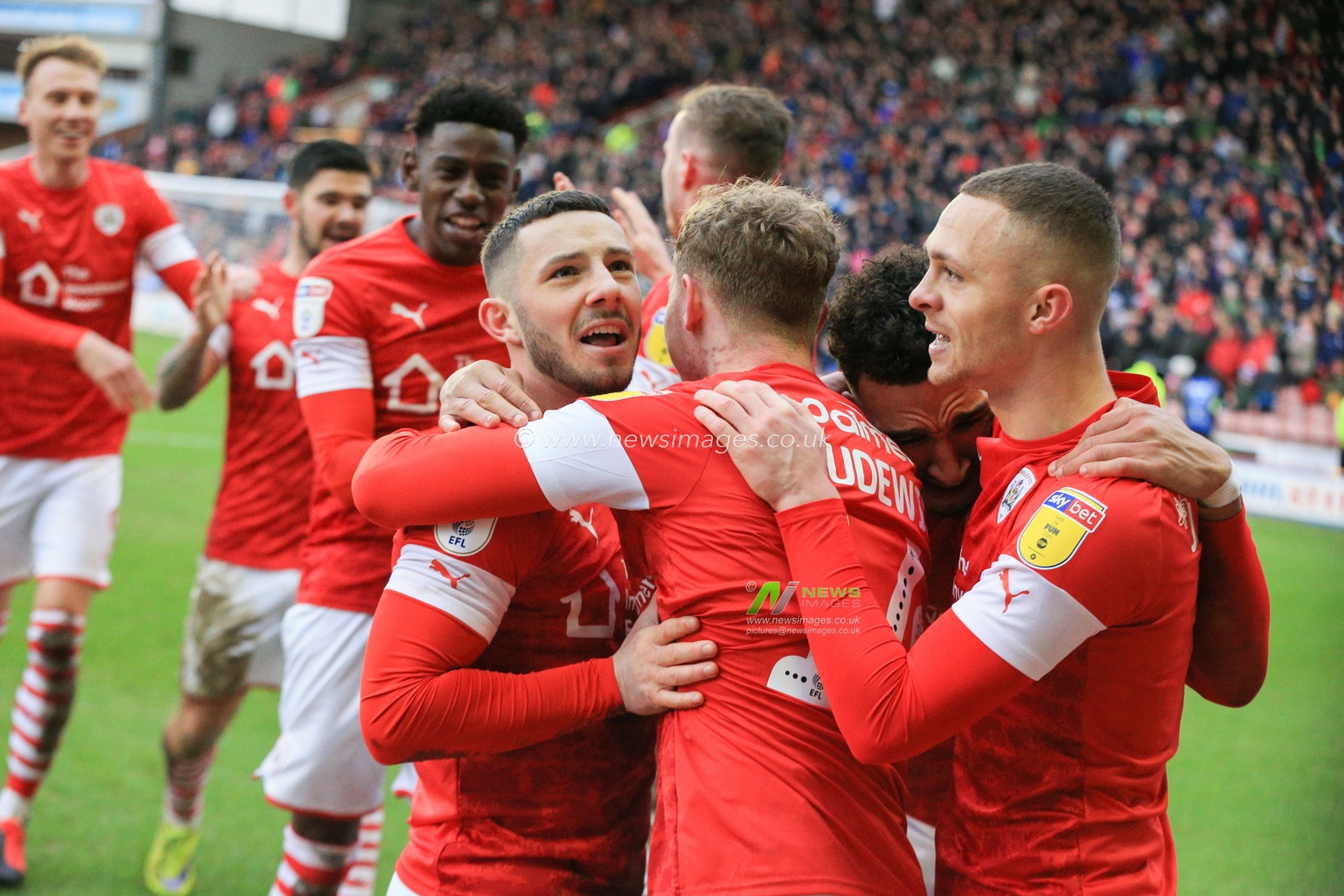 22nd February 2020, Oakwell, Barnsley, England; Sky Bet Championship, Barnsley v Middlesbrough : Conor Chaplin (11) of Barnsley celebrates his goal to make it 1-0