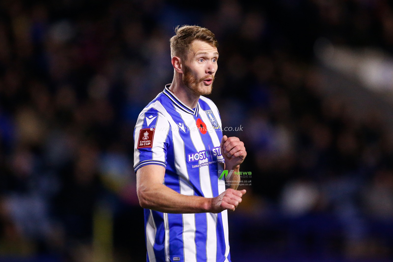 Michael Smith #24 of Sheffield Wednesday reacts during the Emirates FA Cup match Sheffield Wednesday vs Morecambe at Hillsborough, Sheffield, United Kingdom, 4th November 2022

(Photo by Ben Early/News Images)