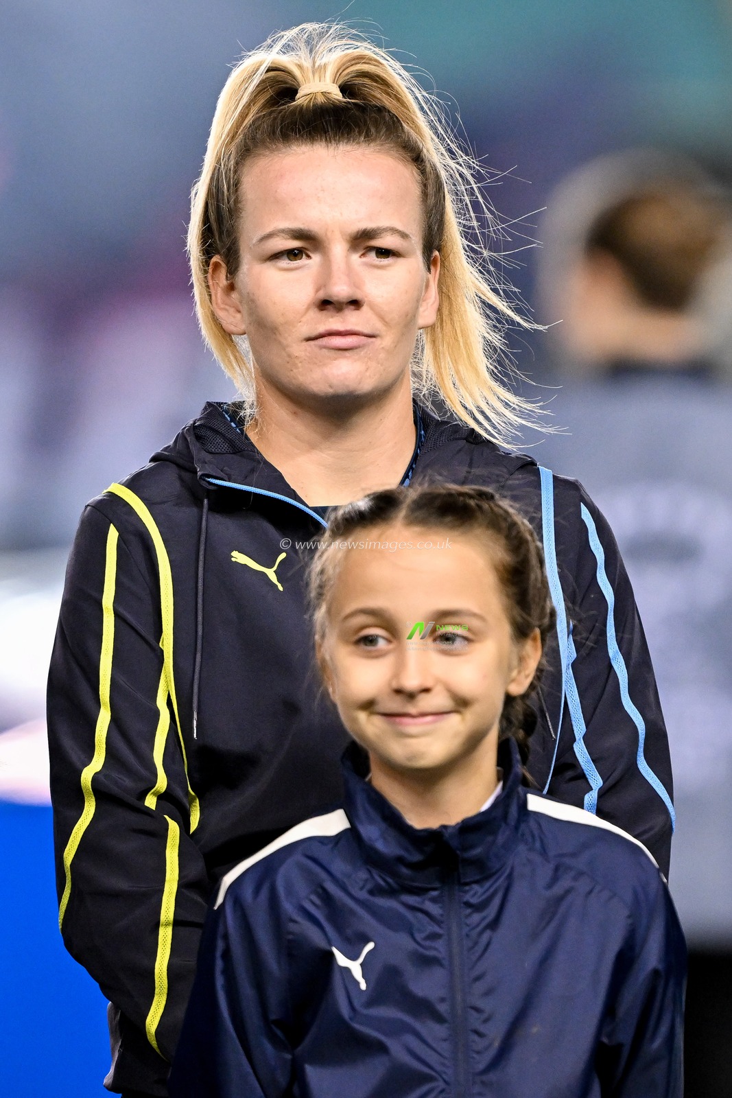 Lauren Hemp of Manchester City Women lines up prior to the UEFA Women's Champions League match  - Group D - Manchester City vs Barcelona at Manchester City Academy Stadium, Manchester, United Kingdom, 9th October 2024

(Photo by Cody Froggatt/News Images)