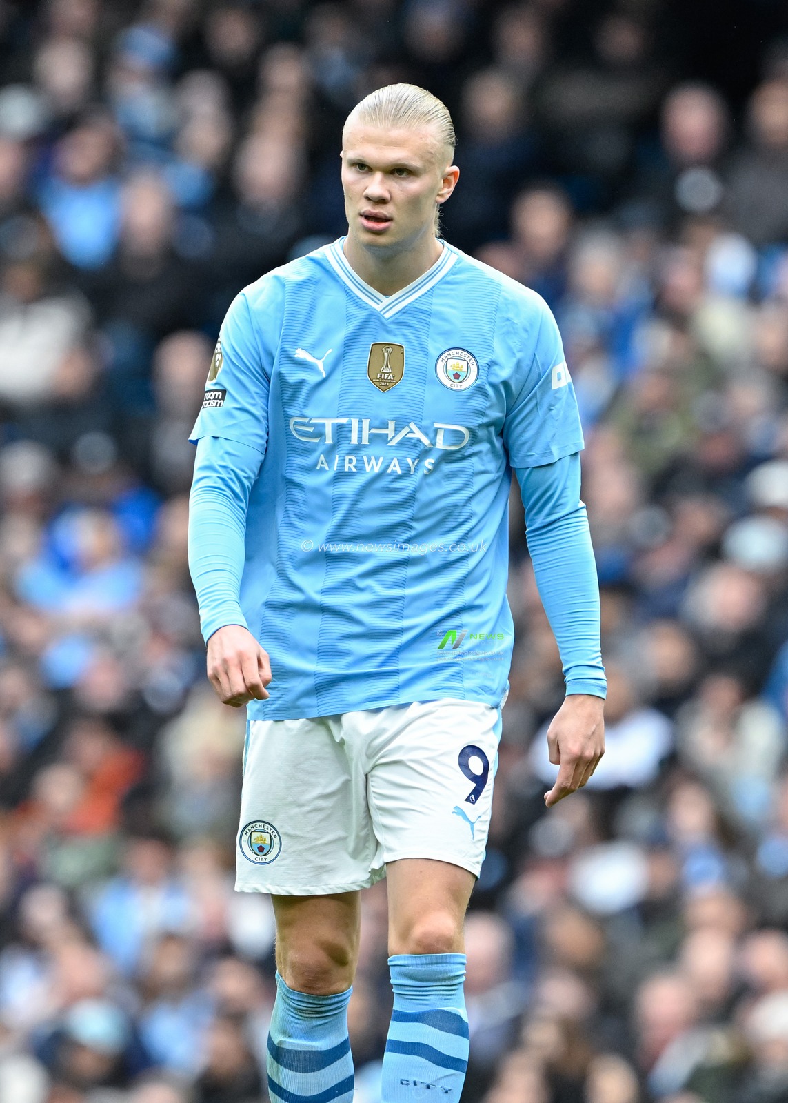 Erling Haaland of Manchester City, during the Premier League match Manchester City vs Luton Town at Etihad Stadium, Manchester, United Kingdom, 13th April 2024

(Photo by Cody Froggatt/News Images)