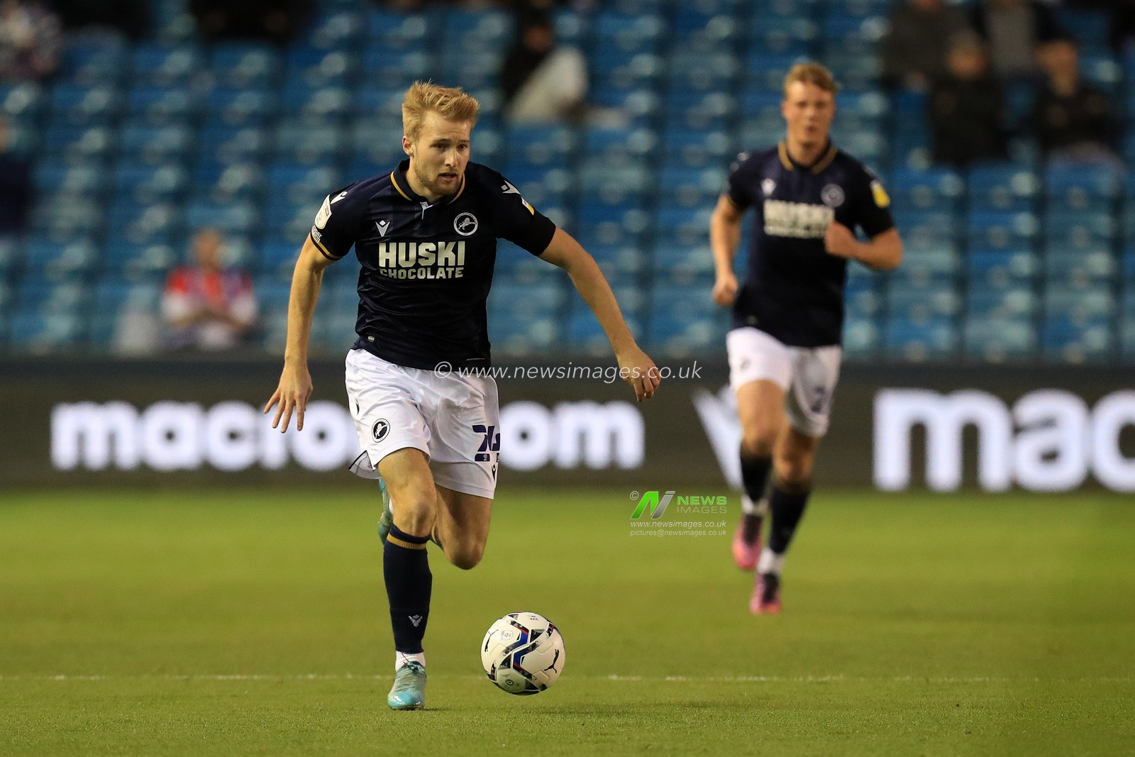 Billy Mitchell #24 of Millwall dribbling with the ball.