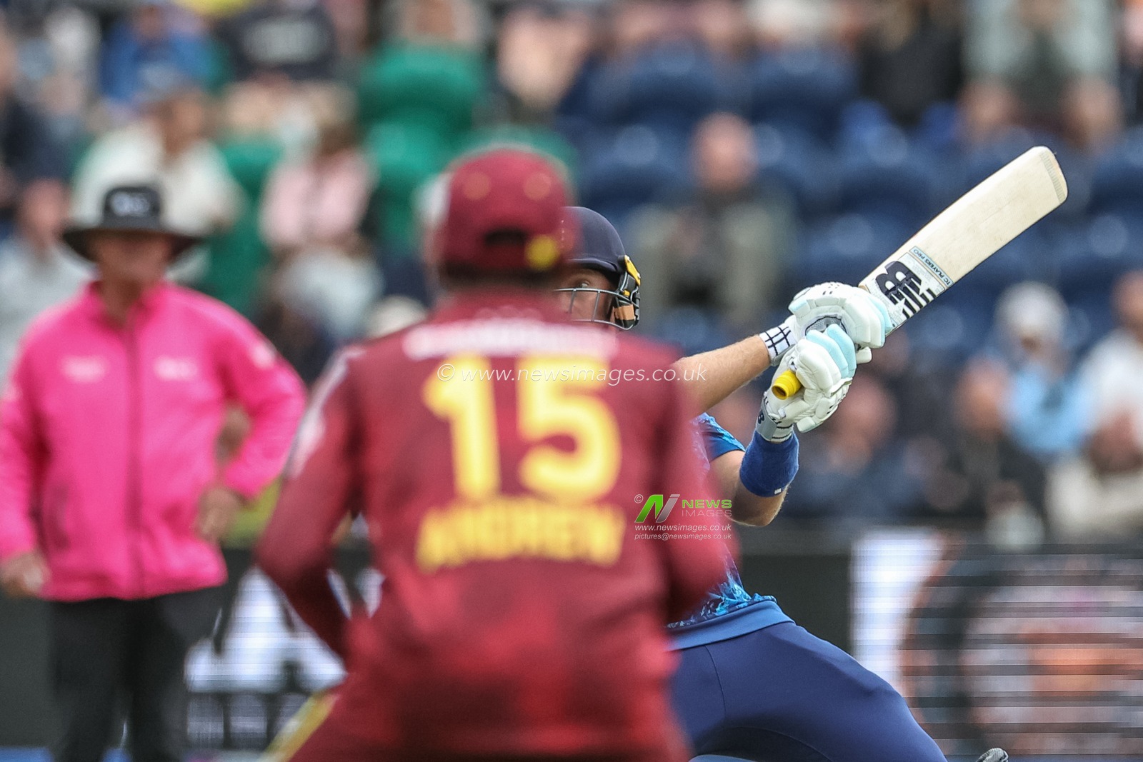 Joe Root of England hits a four (4) during the 2nd Metro Bank ODI England v West Indies at Sophia Gardens Cricket Ground, Cardiff, United Kingdom, 1st June 2025

(Photo by Mark Cosgrove/News Images)