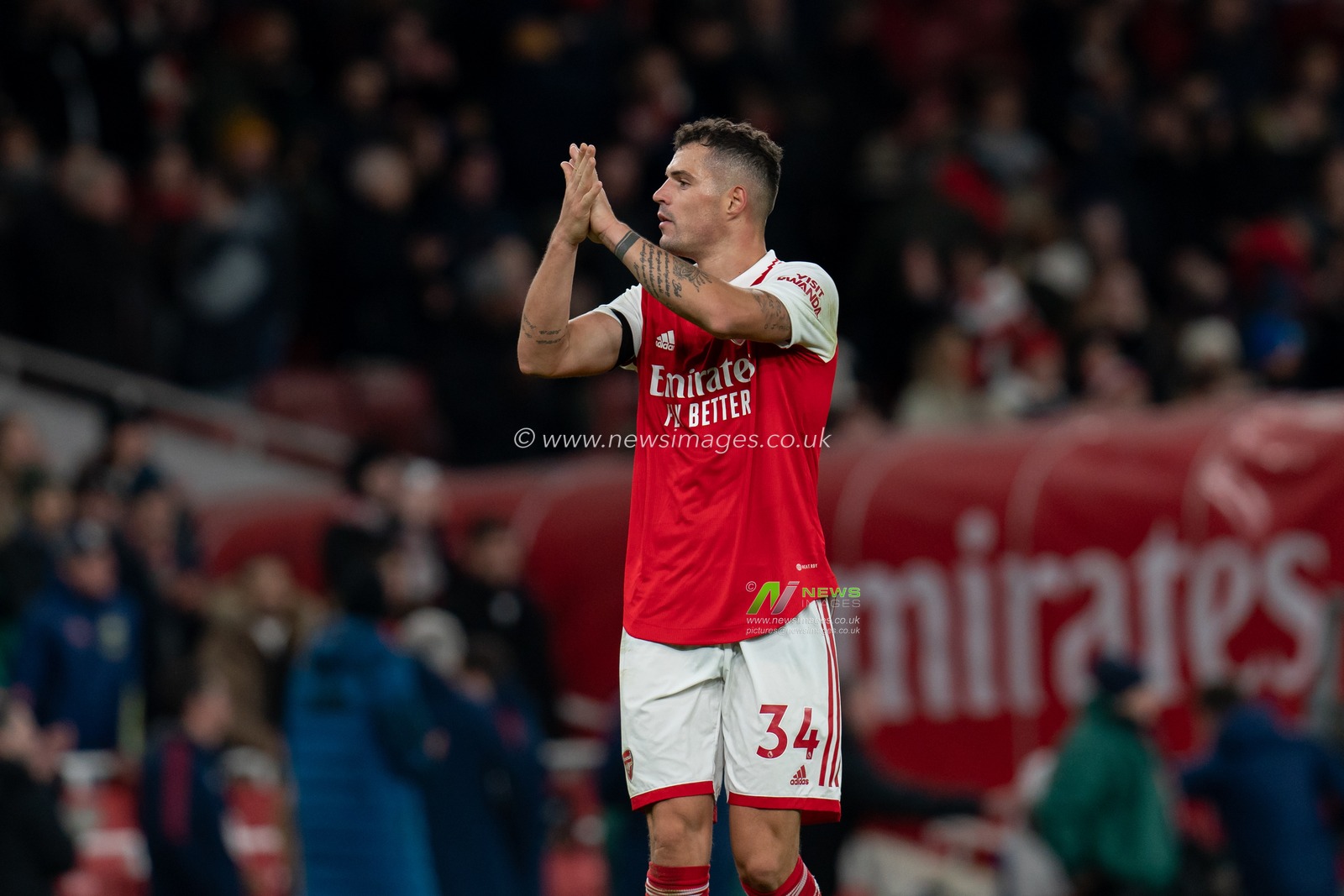 Granit Xhaka #34 of Arsenal during the Premier League match Arsenal vs West Ham United at Emirates Stadium, London, United Kingdom, 26th December 2022

(Photo by Richard Washbrooke/News Images)