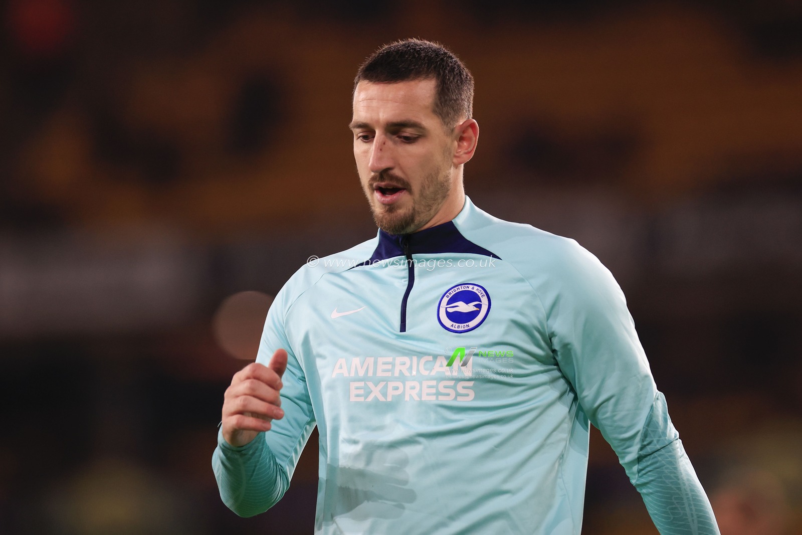 Lewis Dunk of Brighton & Hove Albion during the warm-up ahead of the Emirates FA Cup 5th Round match Wolverhampton Wanderers vs Brighton and Hove Albion at Molineux, Wolverhampton, United Kingdom, 28th February 2024

(Photo by Conor Molloy/News Images)
