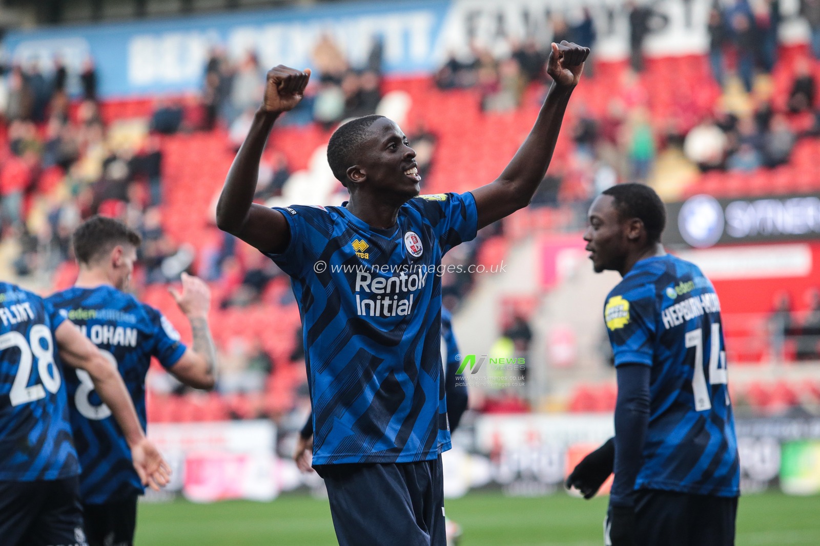 Panutche CamarÃ¡ of Crawley Town celebrates his goal to make it 0-4 during the Sky Bet League 1 match Rotherham United vs Crawley Town at New York Stadium, Rotherham, United Kingdom, 29th March 2025

(Photo by Richard Bierton/News Images)