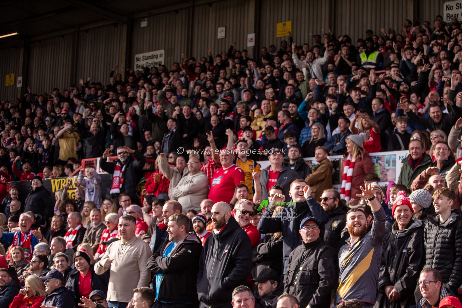 Wrexham AFC fans during the Sky Bet League 1 match Wrexham vs Bolton Wanderers at SToK Cae Ras, Wrexham, United Kingdom, 1st March 2025

(Photo by Nik Mesney/News Images)