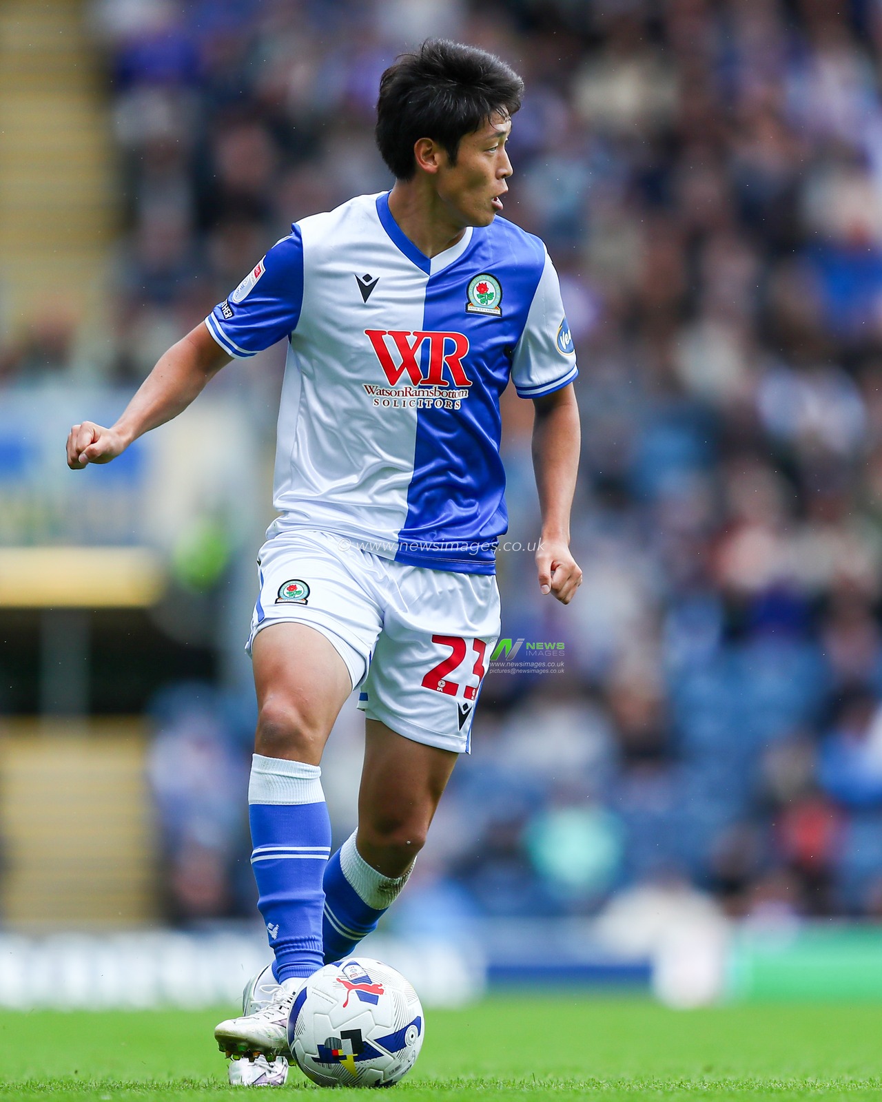 Yuki Ohashi of Blackburn Rovers with ball at his feet during the Sky Bet Championship match Blackburn Rovers vs Norwich City at Ewood Park, Blackburn, United Kingdom, 30th August 2025

(Photo by Jorge Horsted/News Images)