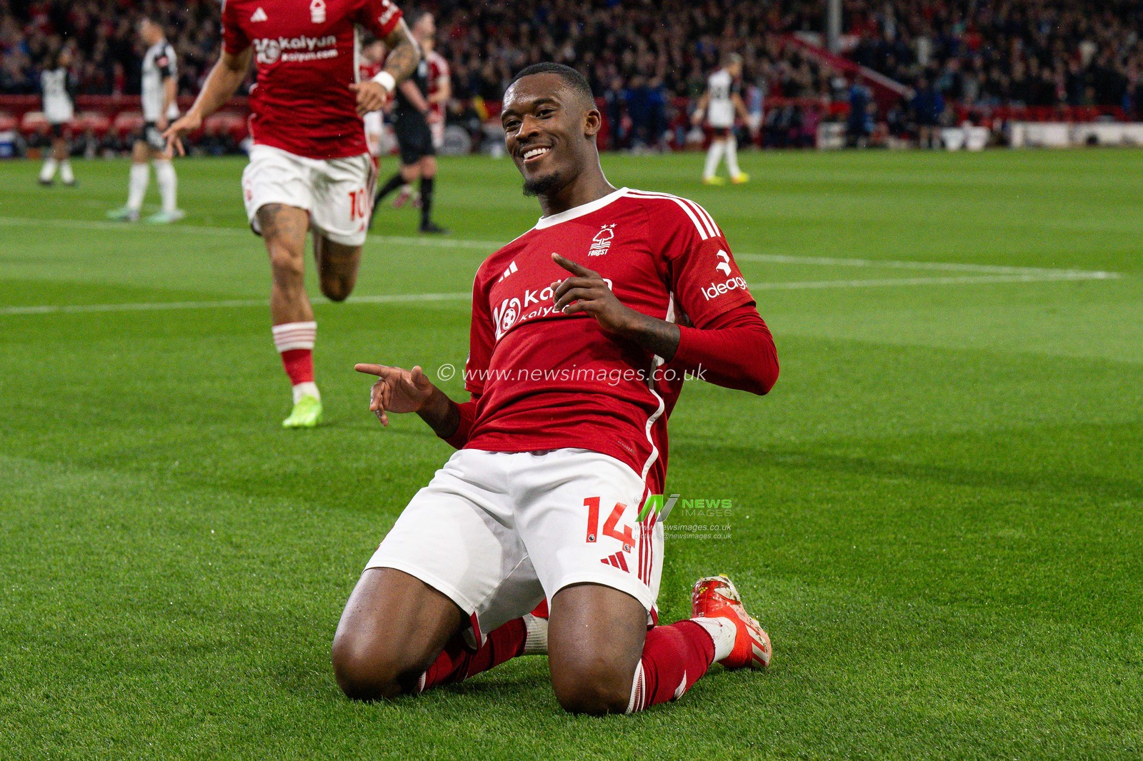 Callum Hudson-Odoi of Nottingham Forest scores to make it 1-0 during the Premier League match Nottingham Forest vs Fulham at City Ground, Nottingham, United Kingdom, 2nd April 2024

(Photo by Craig Thomas/News Images)