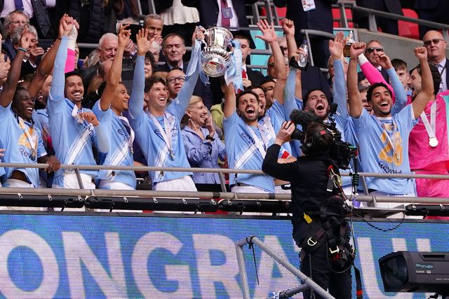 Manchester City lift Fa Cup during the Emirates FA Cup Final match Chelsea vs Manchester City at Wembley Stadium, London, United Kingdom on 16 May 2026

(Photo by Harvey Murphy/News Images)
