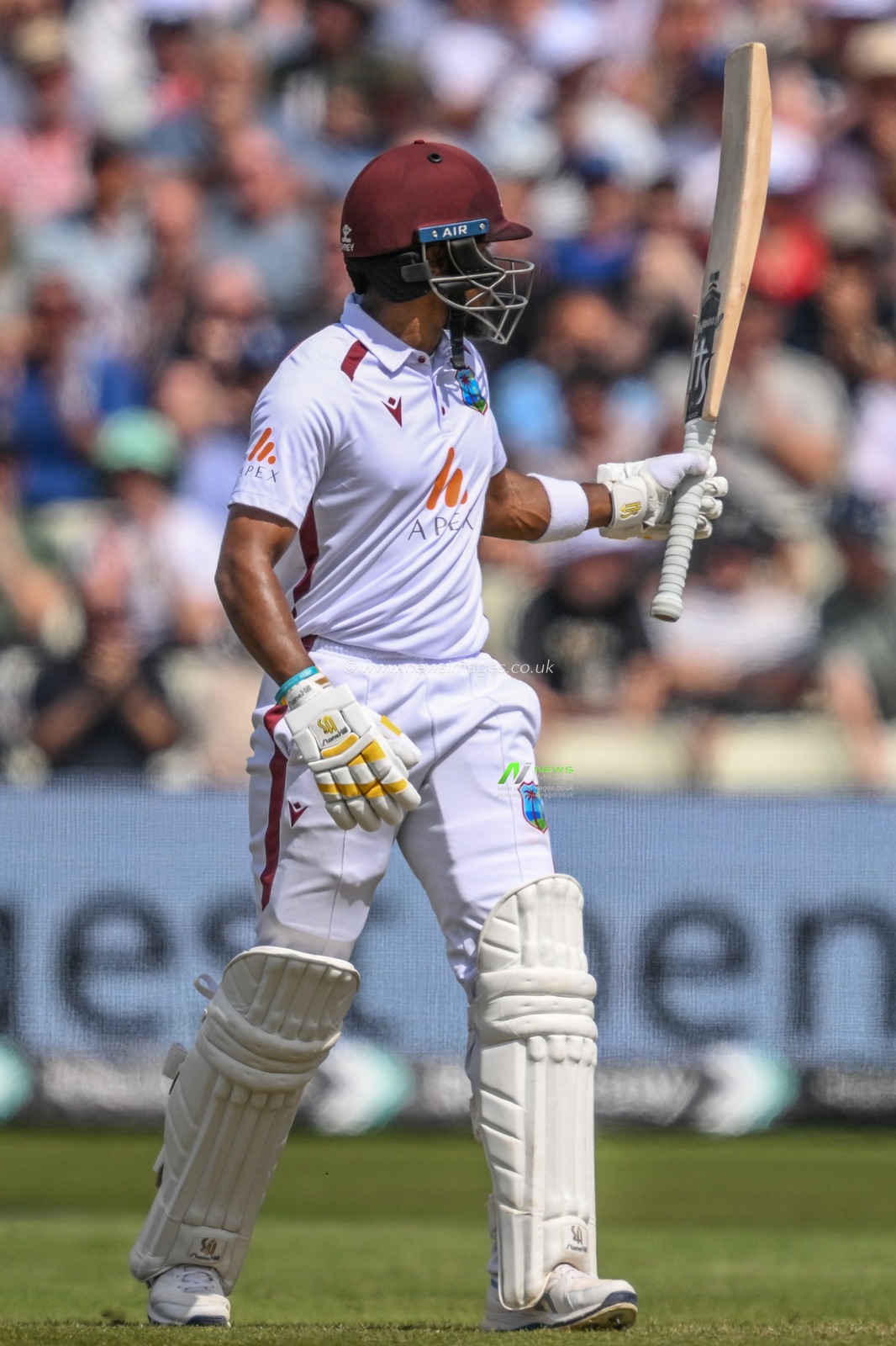Kavem Hodge of West Indies celebrates a half century (50 runs) during the 3rd Rothesay Test Match Day 3 England vs West Indies at Edgbaston, Birmingham, United Kingdom, 28th July 2024

(Photo by Craig Thomas/News Images)