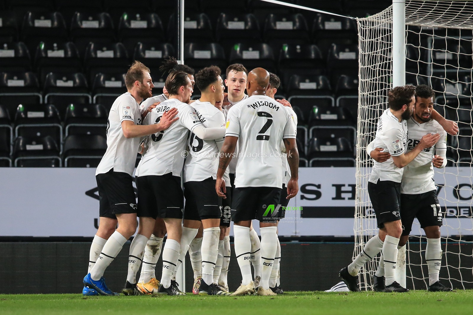 George Edmundson #6 of Derby County celebrates his goal to make it 1-0