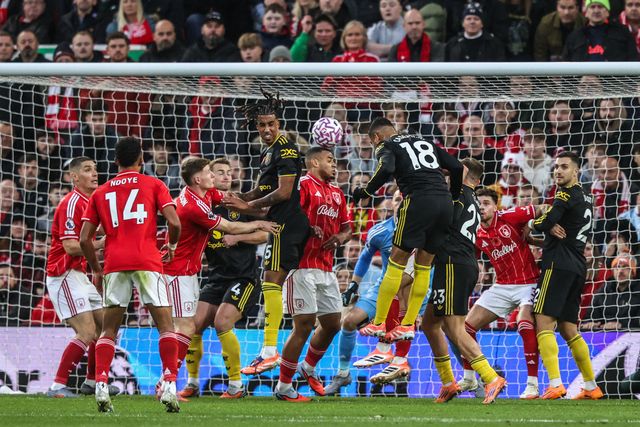 Casemiro of Manchester United scores to make it 0-1 during the Premier League match Nottingham Forest vs Manchester United at City Ground, Nottingham, United Kingdom, 1st November 2025

(Photo by Alfie Cosgrove/News Images)

*** GER AUT SUI OUT ***
