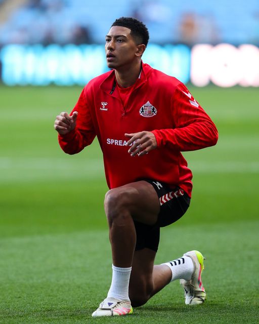 Jobe Bellingham of Sunderland during the pre-game warm up ahead of the Sky Bet Championship Palyoff Semi-final match Coventry City vs Sunderland at Coventry Building Society Arena, Coventry, United Kingdom, 9th May 2025

(Photo by Gareth Evans/News Images)