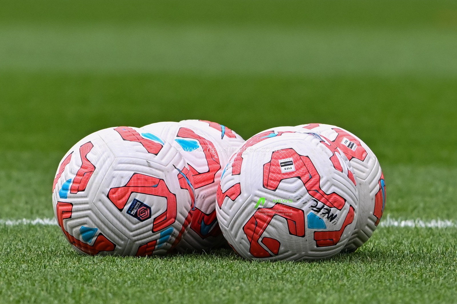 Match day balls lay waiting ahead of the warm ups ahead of the The Barclays Women's Super League match Manchester City Women vs West Ham United Women at Joie Stadium, Manchester, United Kingdom, 6th October 2024

(Photo by Cody Froggatt/News Images)