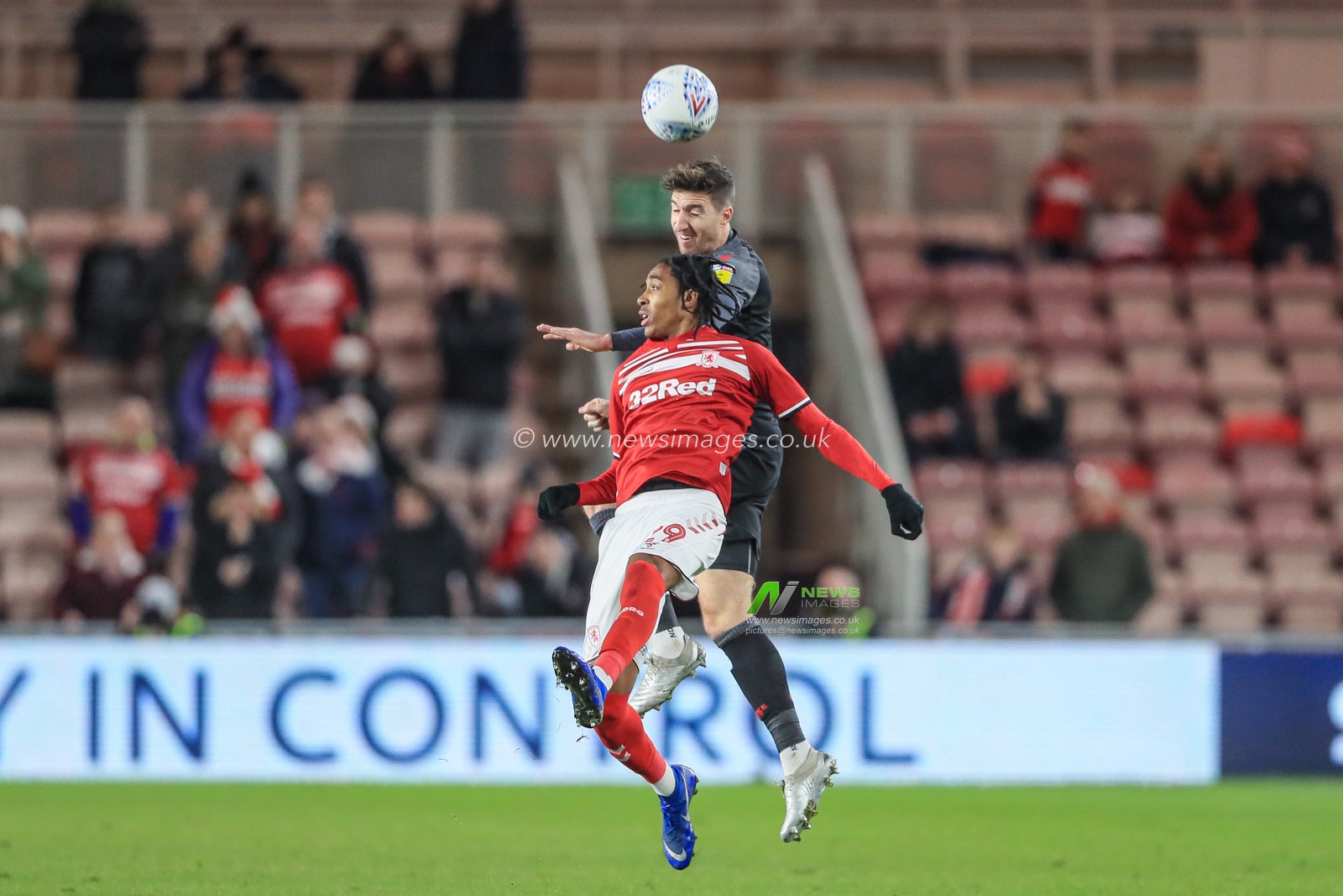 20th December 2019, Riverside Stadium, Middlesbrough, England; Sky Bet Championship, Middlesbrough v Stoke City : Stephen Ward (3) of Stoke City wins the challenge with Djed Spence (29) of Middlesbrough 

Credit: Mark Cosgrove/News Images