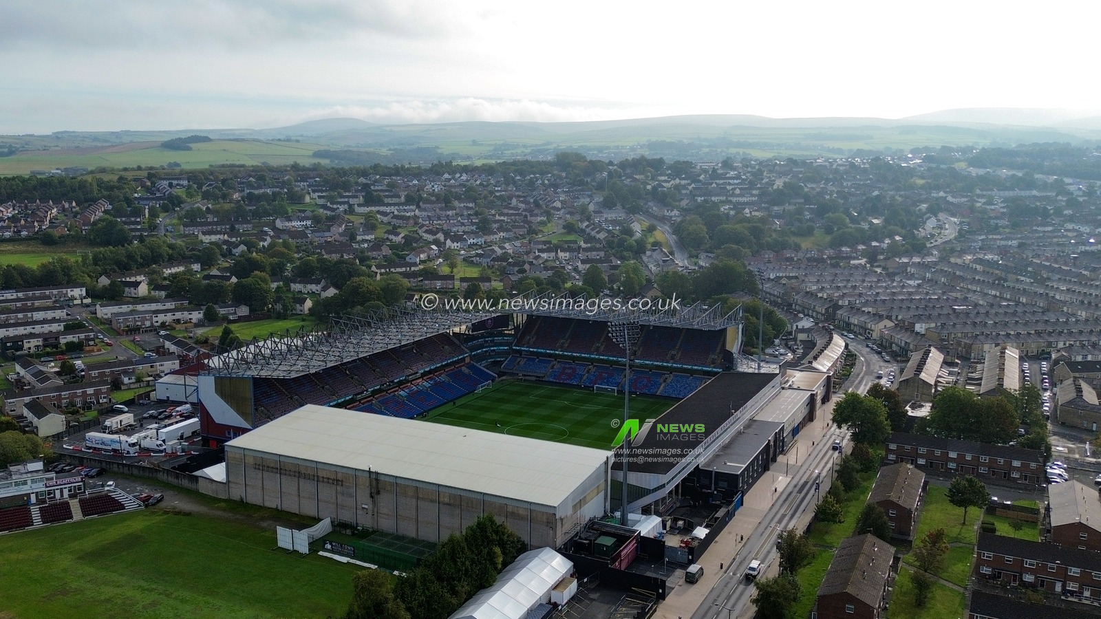 An aerial general view of Turf Moor ahead of the Premier League match Burnley vs Liverpool at Turf Moor, Burnley, United Kingdom, 14th September 2025

(Photo by Jorge Horsted/News Images)