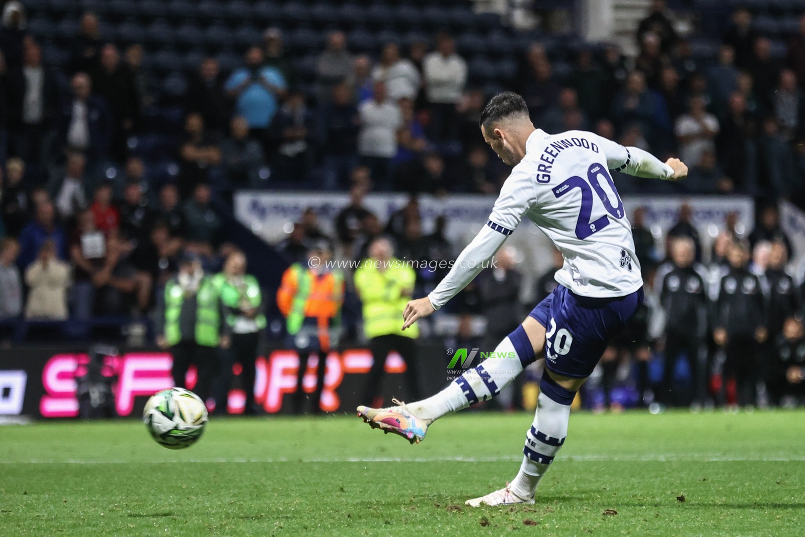 Sam Greenwood of Preston scores his penalty during the Carabao Cup match Preston North End vs Fulham at Deepdale, Preston, United Kingdom, 17th September 2024

(Photo by Alfie Cosgrove/News Images)