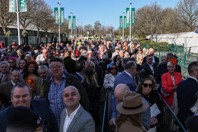 Racegoers enter the Aintree during the Randox Grand National 2025 Day 3 Grand National Day at Aintree Racecourse, Liverpool, United Kingdom, 5th April 2025

(Photo by Mark Cosgrove/News Images)