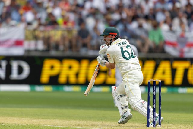Travis Head of Australia drives the ball during the NRMA Insurance Ashes First Test Day 2 Australia vs England at Optus Stadium, Perth, Australia, 22nd November 2025

(Photo by Santanu Banik/News Images)

*** GER AUT SUI OUT ***