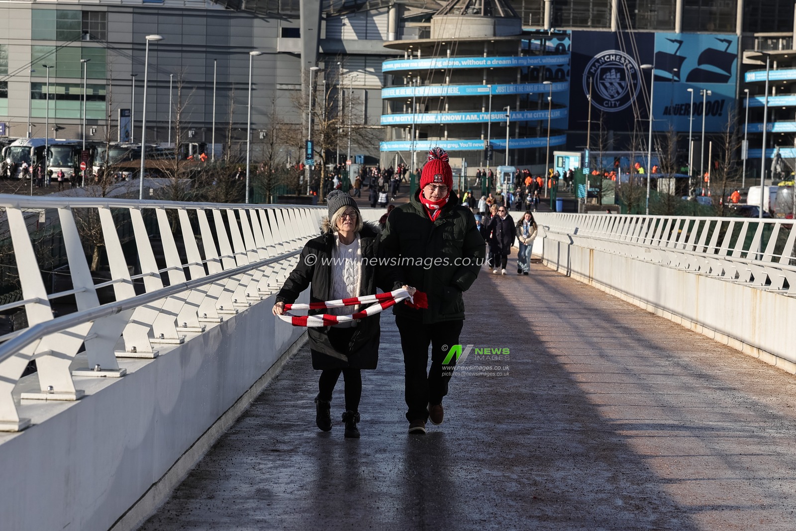Exeter City fans arrive at the Etihad Stadium during the Emirates FA Cup Third Round match Manchester City vs Exeter City at Etihad Stadium, Manchester, United Kingdom, 10th January 2026

(Photo by Mark Cosgrove/News Images)
