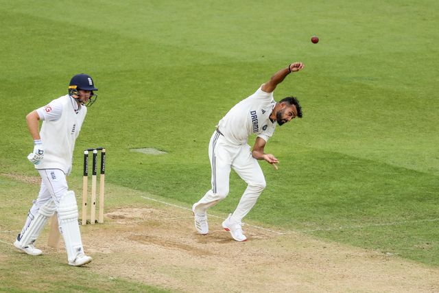 Akash Deep of India bowls during the 5th Rothesay Test Match day 4 England vs India at The Kia Oval, London, United Kingdom, 3rd August 2025

(Photo by Izzy Poles/News Images)
