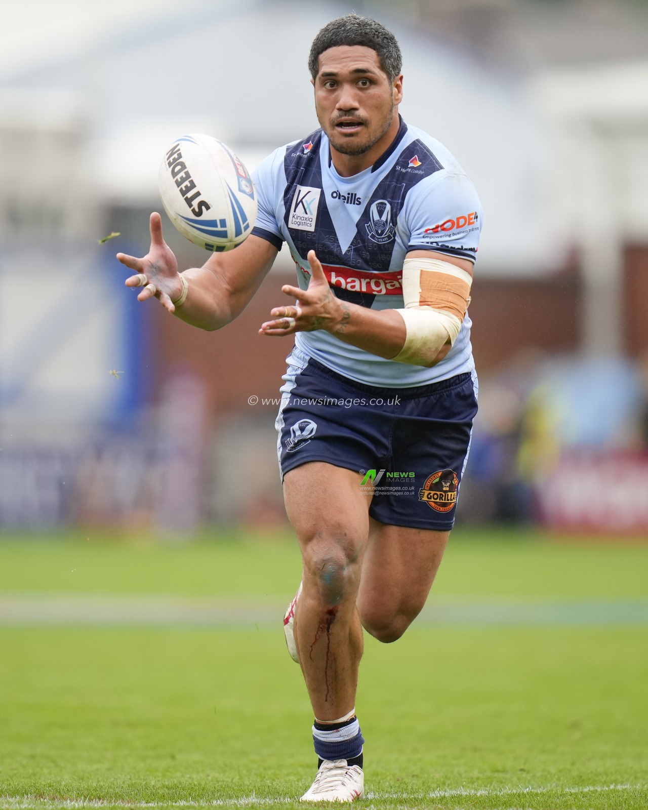 Sione Mataâ€™utia #11 of St. Helens during the Betfred Challenge Cup Semi-Final match Leigh Leopards vs St Helens at Halliwell Jones Stadium, Warrington, United Kingdom, 22nd July 2023

(Photo by Steve Flynn/News Images)