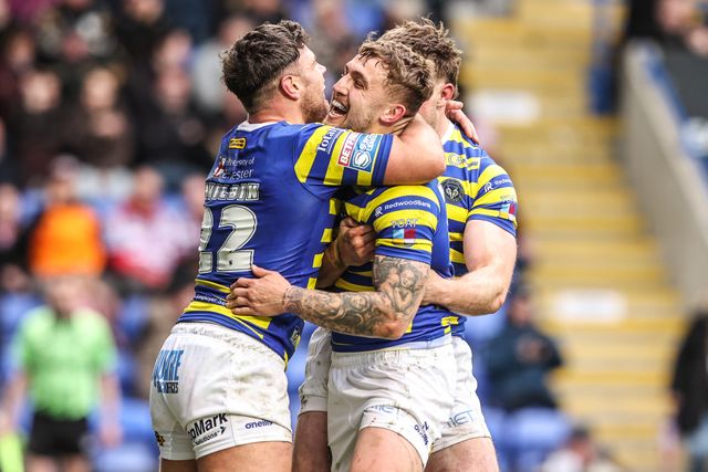 Sam Powell of Warrington Wolves celebrates his try during the Betfred Super League round 7 match Warrington Wolves vs Leigh Leopards at The Halliwell Jones Stadium, Warrington, United Kingdom on 04 April 2026

(Photo by Alfie Cosgrove/News Images)