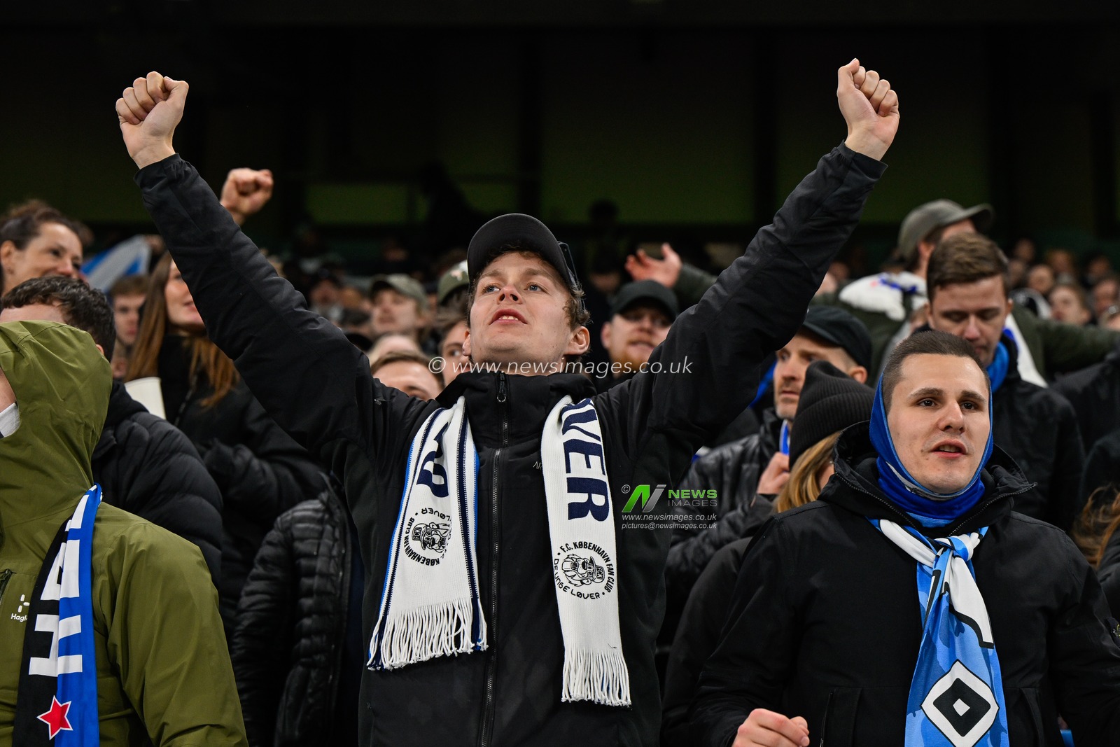 F.C. Copenhagen fans ahead of the UEFA Champions League match Manchester City vs F.C. Copenhagen at Etihad Stadium, Manchester, United Kingdom, 6th March 2024

(Photo by Cody Froggatt/News Images)