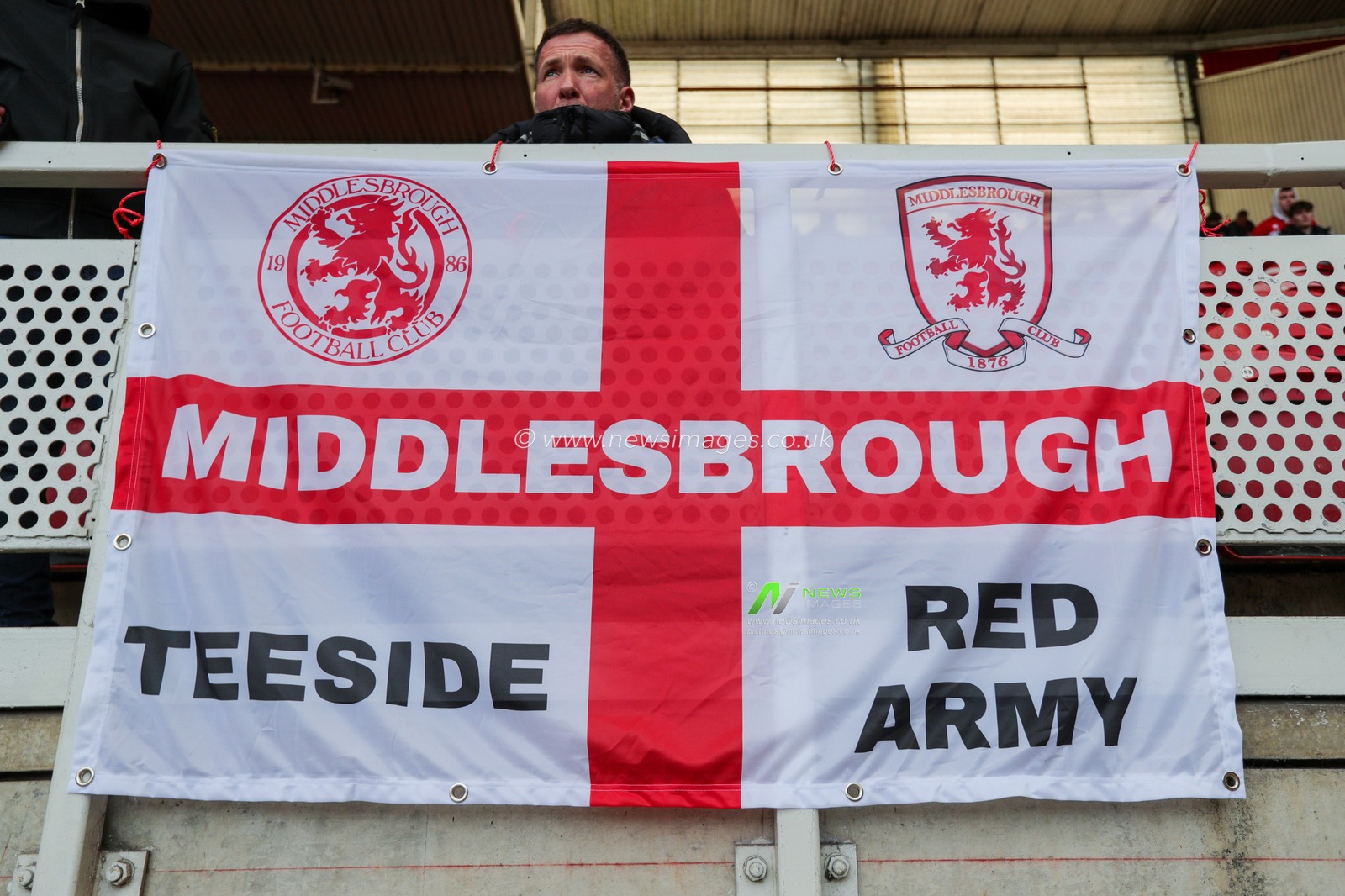 A supporters flag inside The Riverside Stadium ahead of the Sky Bet Championship match Middlesbrough vs Watford at Riverside Stadium, Middlesbrough, United Kingdom, 28th January 2023

(Photo by James Heaton/News Images)