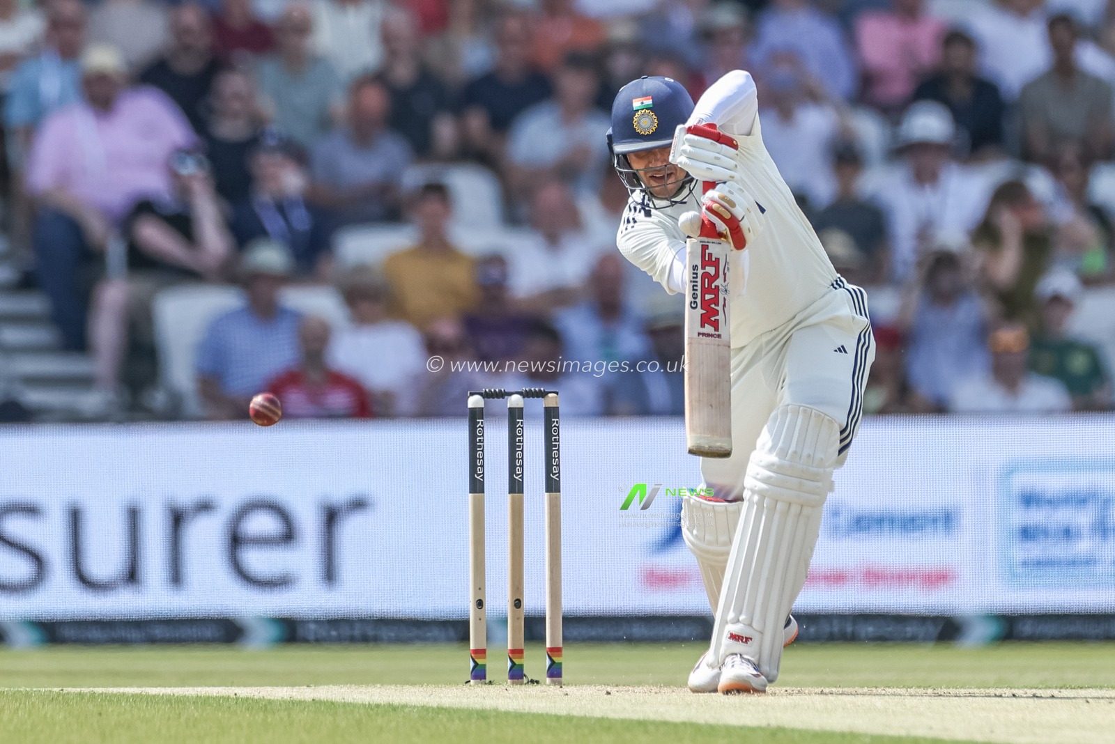 India captain Shubman Gill 4 of the first ball off Woakes during the 1st Rothesay Test Match Day 2 England vs India at Headingley Cricket Ground, Leeds, United Kingdom, 21st June 2025

(Photo by Mark Cosgrove/News Images)