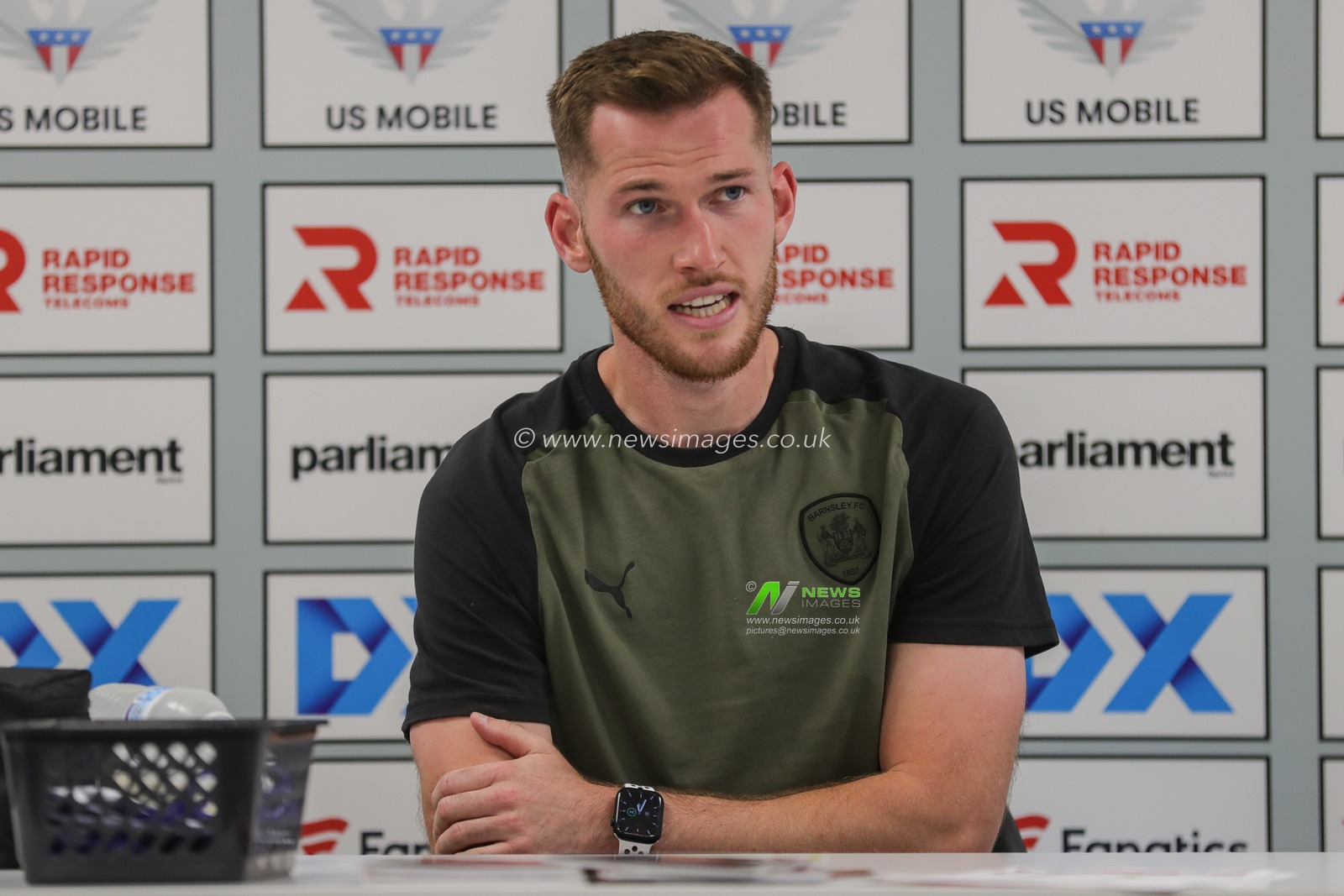 Jamie McCart #26 of Barnsley speaks in the post match press conference during the Sky Bet League 1 match Barnsley vs Burton Albion at Oakwell, Barnsley, United Kingdom, 16th September 2023

(Photo by Alfie Cosgrove/News Images)