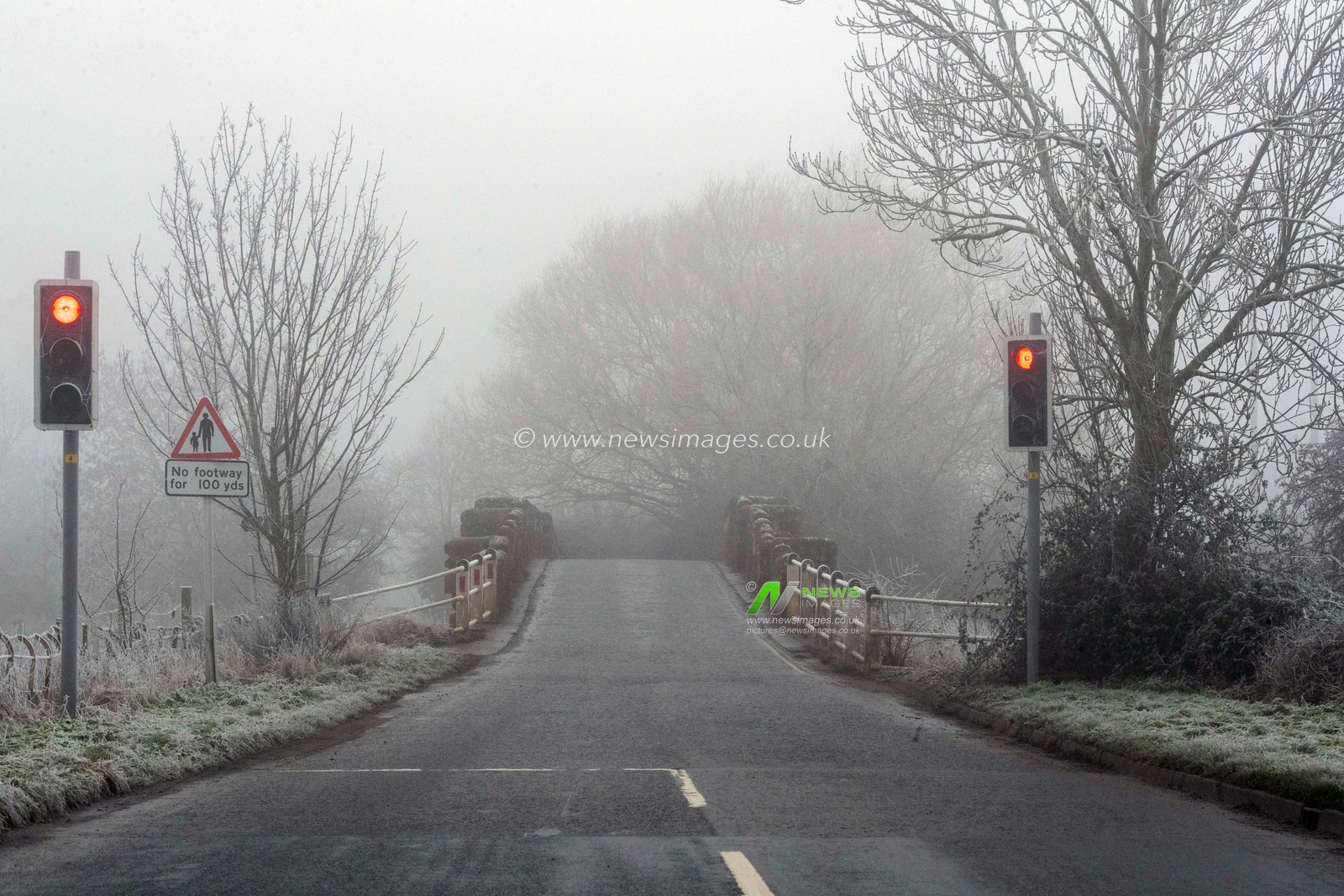 Eckington Wharf river bridge with the foggy background.