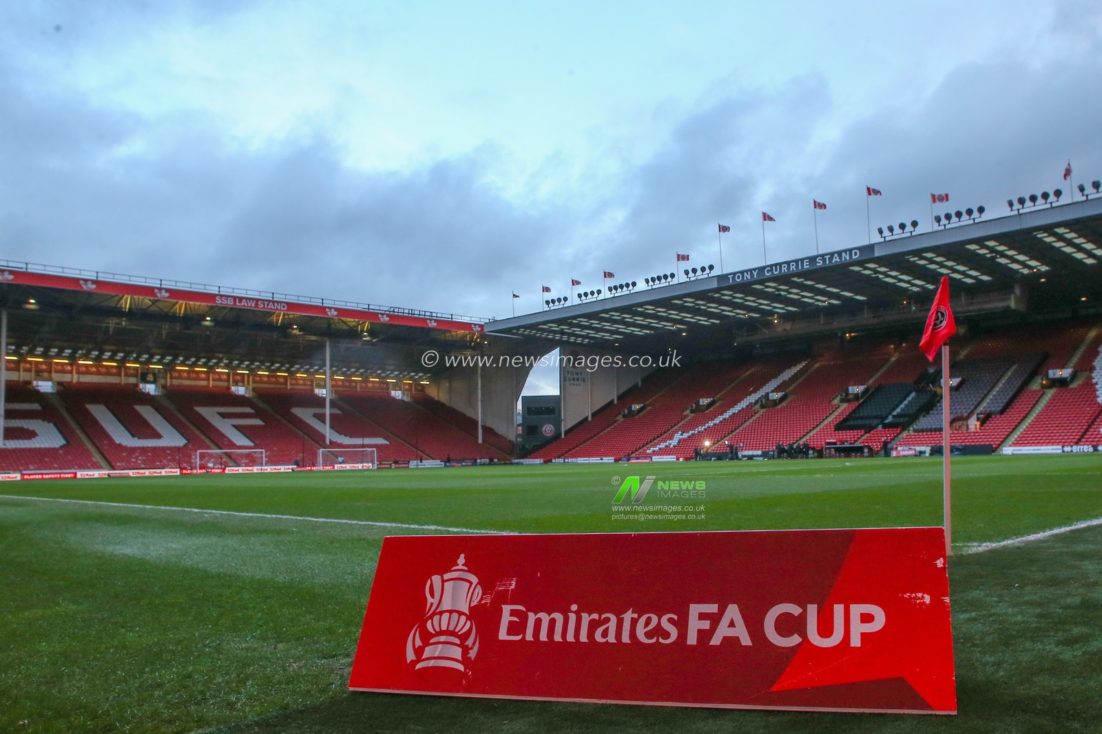 A general view inside of Bramall Lane, home of Sheffield United ahead of the Emirates FA Cup Fifth Round match Sheffield United vs Tottenham Hotspur at Bramall Lane, Sheffield, United Kingdom, 1st March 2023

(Photo by Gareth Evans/News Images)