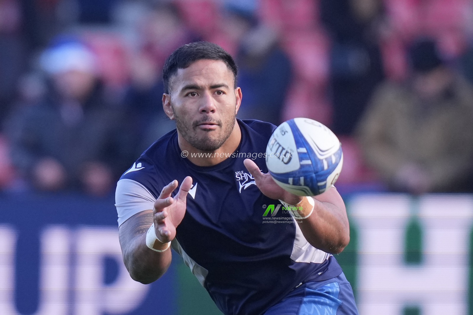 Manu Tuilagi #12 of Sale Sharks warms up before the European Champions Cup Group B match Sale Sharks vs Ulster Rugby at AJ Bell Stadium, Eccles, United Kingdom, 11th December 2022

(Photo by Steve Flynn/News Images)