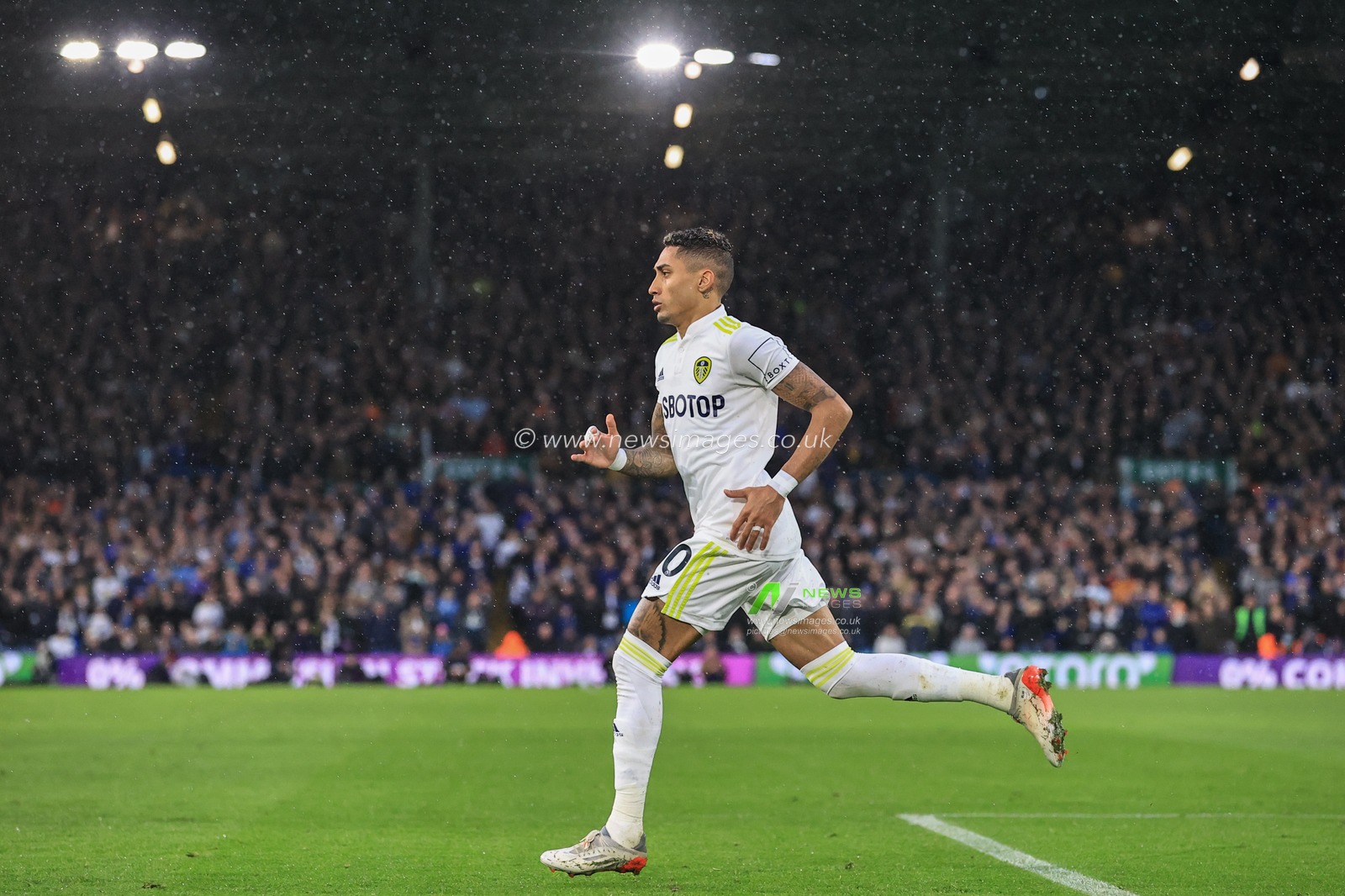 Raphinha #10 of Leeds United in action during the game