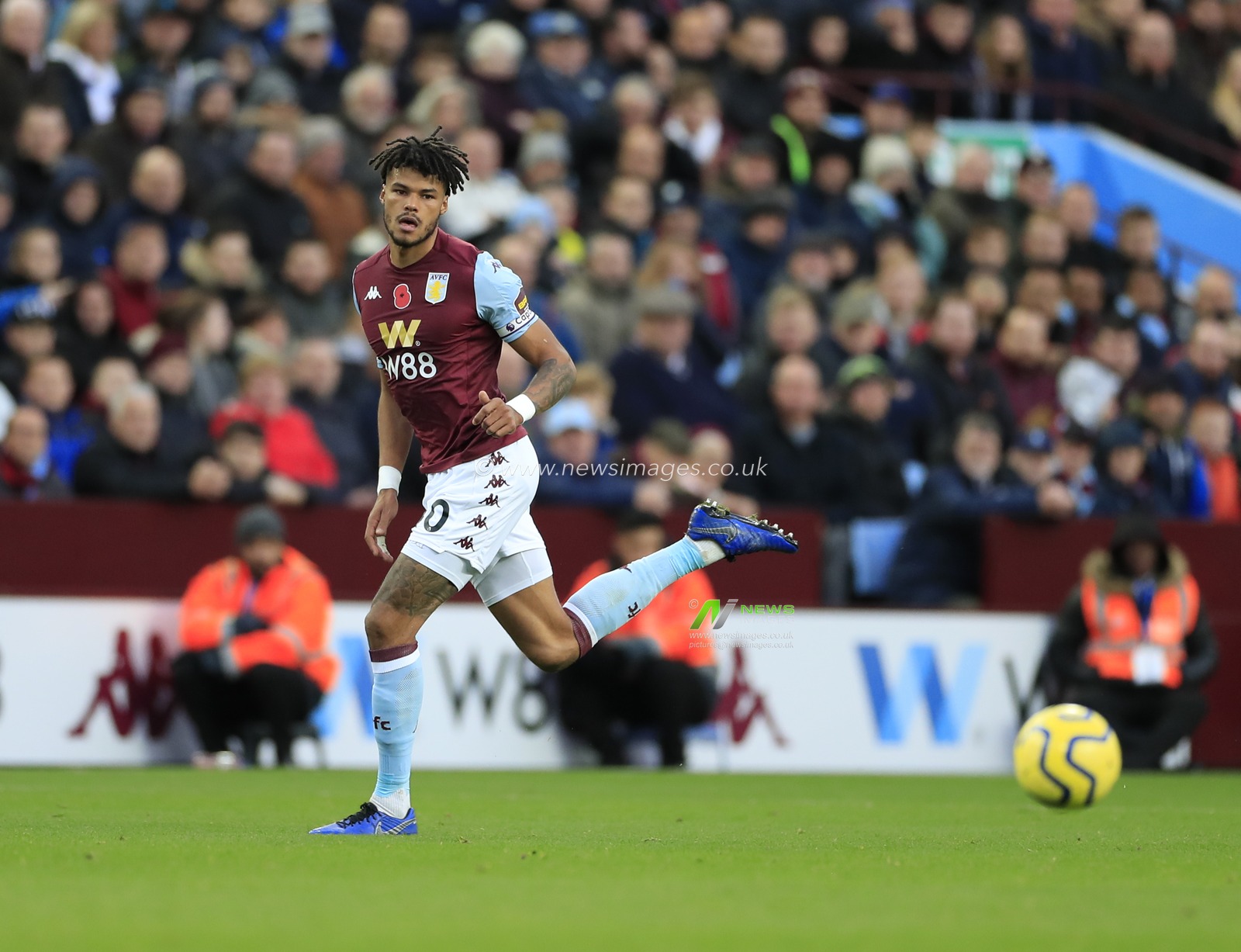 2nd November 2019, Villa Park, Birmingham, England; Premier League, Aston Villa v Liverpool : Tyrone Mings (40) of Aston Villa runs for the ball

Credit: Conor Molloy/News Images