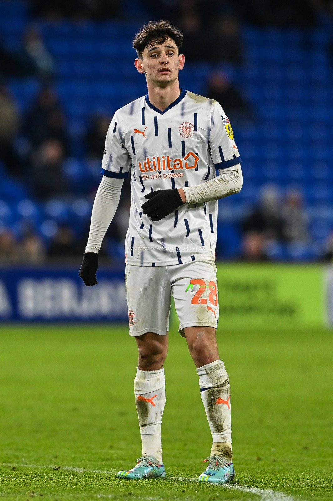 Charlie Patino #28 of Blackpool during the Sky Bet Championship match Cardiff City vs Blackpool at Cardiff City Stadium, Cardiff, United Kingdom, 17th December 2022

(Photo by Craig Thomas/News Images)