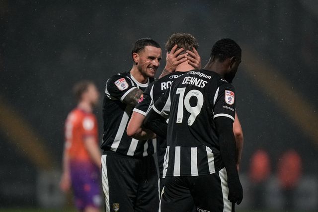 Scott Robertson of Notts County celebrates his goal to make it 1-0 during the Sky Bet League 2 match Notts County vs Gillingham at Meadow Lane, Nottingham, United Kingdom, 3rd February 2026

(Photo by Maynard Manyowa/News Images)