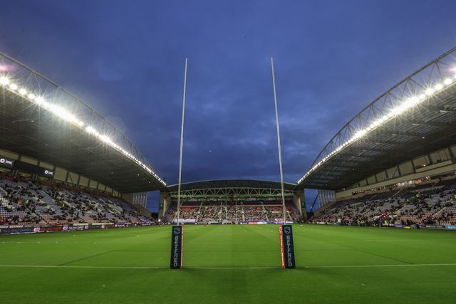 A general view of the Brick community stadium during the Betfred Super League round 27 match Wigan Warriors vs Leeds Rhinos at The Brick Community Stadium, Wigan, United Kingdom, 19th September 2025

(Photo by Alfie Cosgrove/News Images)