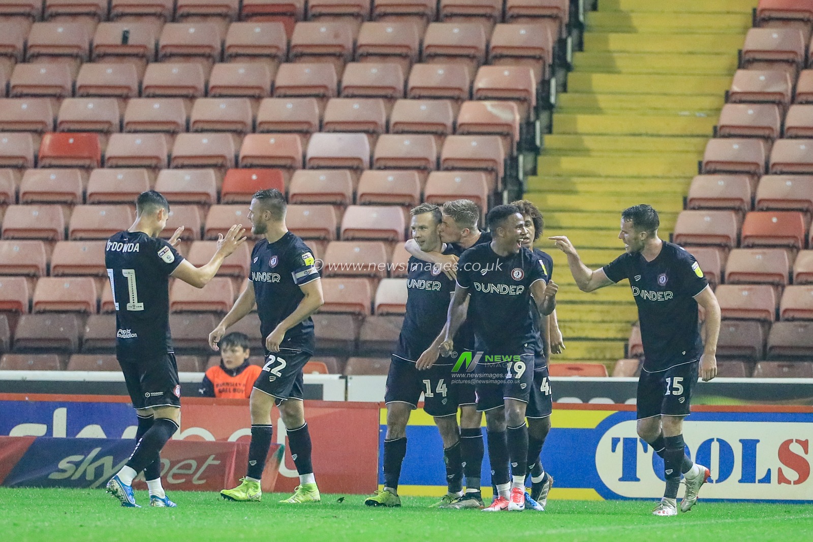 1st November 2019, Oakwell, Barnsley, England; Sky Bet Championship, Barnsley v Bristol City : Andreas Weimann (14) of Bristol City celebrates his goal to make it 0-2

Credit: Mark Cosgrove/News Images