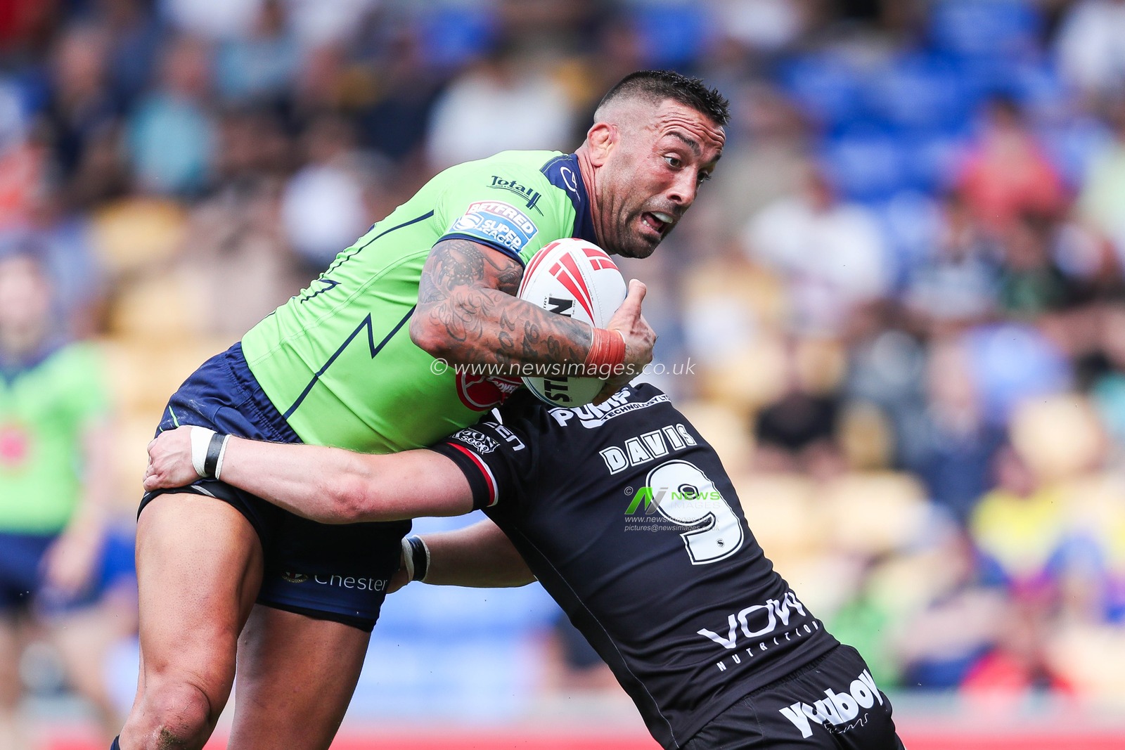 Paul Vaughan of Warrington Wolves goes over for a try during the Betfred Super League Round 21 match London Broncos vs Warrington Wolves at Plough Lane, Wimbledon, United Kingdom, 11th August 2024

(Photo by Izzy Poles/News Images)